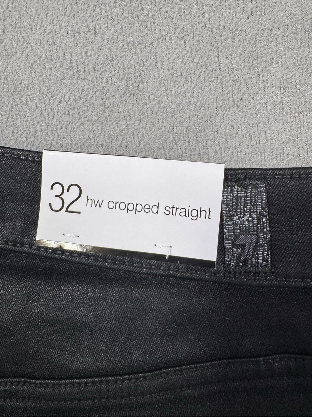 7 For All Mankind Coated High Waist Cropped Straight Black Jeans Matte Sheen, 32 - Picture 14 of 16